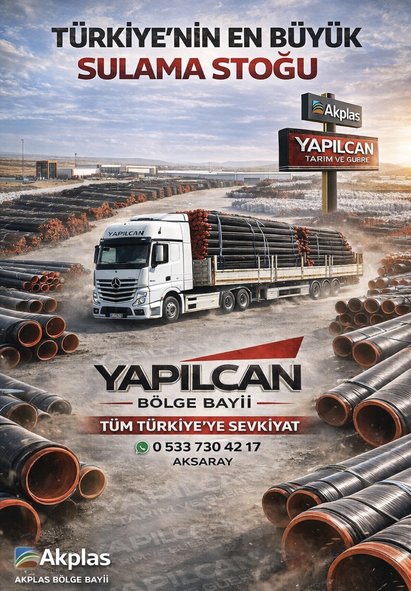 AKPLAS yağmurlama boruları ve Yapılcan sevkiyat aracı